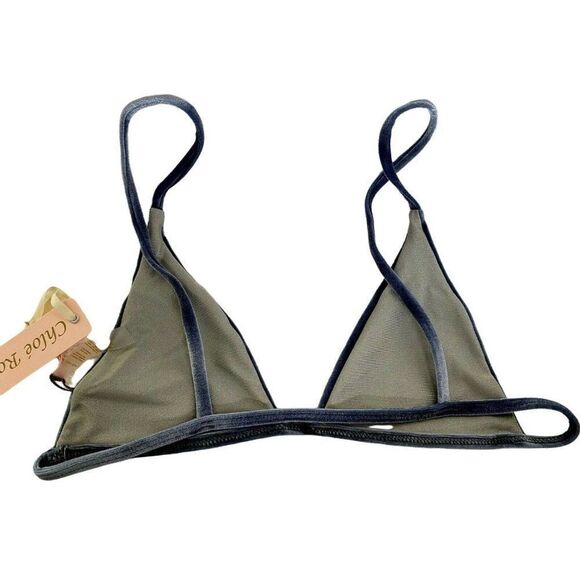 Chloe Rose Gray Crushed Velvet Pullover Bikini Top Sz M NEW - Picture 3 of 3